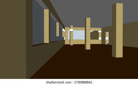 
interior, high-rise building, 3D visualization of space