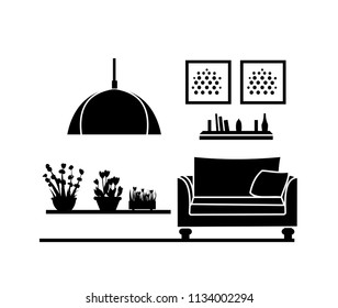 interior home. black silhouette furniture design. modern