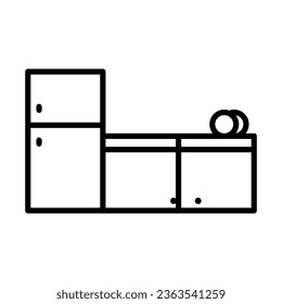 interior home  refrigerator table icon vector logo in flat and trendy style