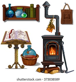 The interior of the home from witches. Vector.