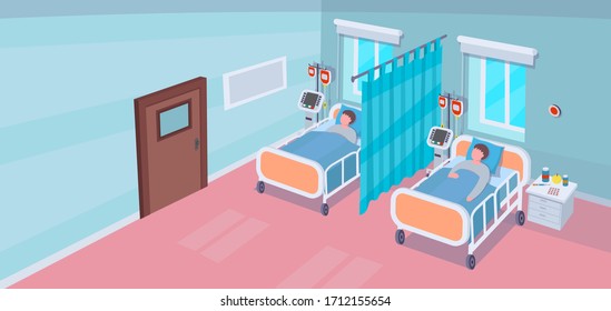 Interior Hospital Room Hospital Beds Patients Stock Vector (Royalty ...