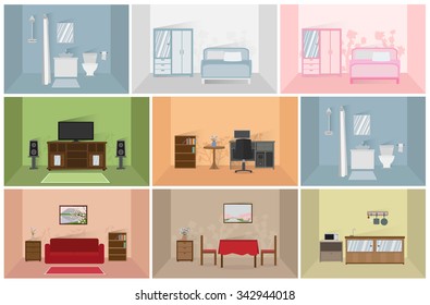 interior house rooms and furniture isolated on white background vector