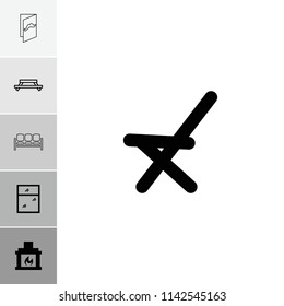 Interior icon. collection of 6 interior filled and outline icons such as outdoor chair, fireplace, table, window, sofa. editable interior icons for web and mobile.