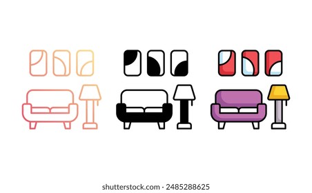 Interior icon design with white background stock illustration