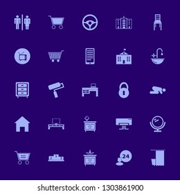 interior icon set with office building, mirror and chair vector illustration