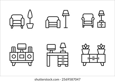 interior icon set, on a white background.