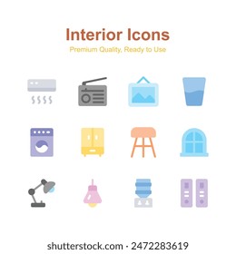 Interior icons set in trendy style, ready to use in web, mobile apps