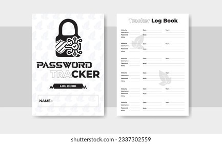 Interior Illustration Paper Journal Password Tracker Printable Logbook Planner Template Design