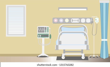 Interior intensive therapy patient space with copy flat vector illustrator