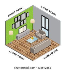 Interior Isometric of Living room