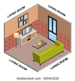 Interior Isometric of Living room