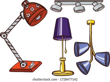 Interior items. Lighting. Different samples. Colorfull.