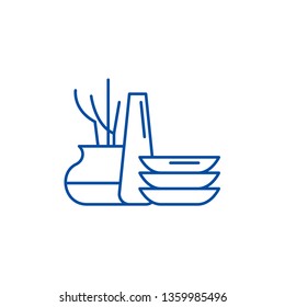 Interior items line icon concept. Interior items flat  vector symbol, sign, outline illustration.