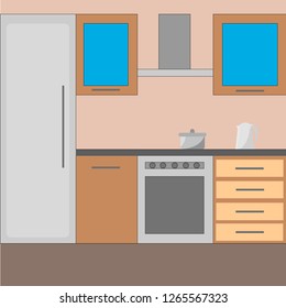 interior items, pictures of kitchen furniture, refrigerator, stove