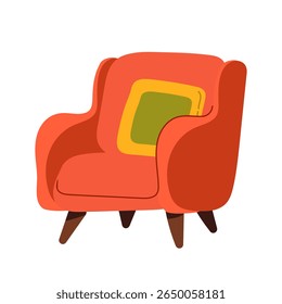 Interior items vector illustration set. Cartoon flat furniture with armchair, lamp, nightstand, house plants. Designer fashionable things for home interior apartment isolated on white