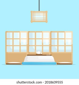 diseño plano de la ilustración vectorial de la habitación de japón interior