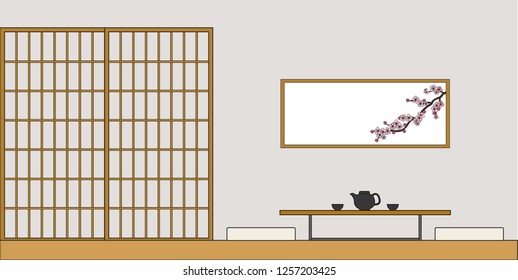 Interior in Japanese style, vector