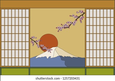 Interior in Japanese style, vector