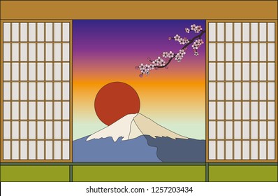 Interior in Japanese style, vector