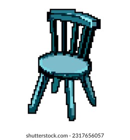 Inneneinrichtung Kinderstuhl-Spiel Pixel Kunst Retro-Vektorgrafik. kleiner Kinderstuhl im Inneren. alte Vintage-Illustration
