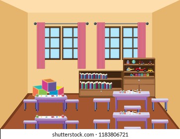 Inneres der Unterrichtsräume des Kindergartens