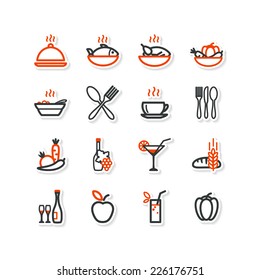 Interior, kitchen, food. Set of abstract pictures. A vector.