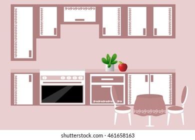 The interior of the kitchen. Furniture set for the kitchen vector illustration