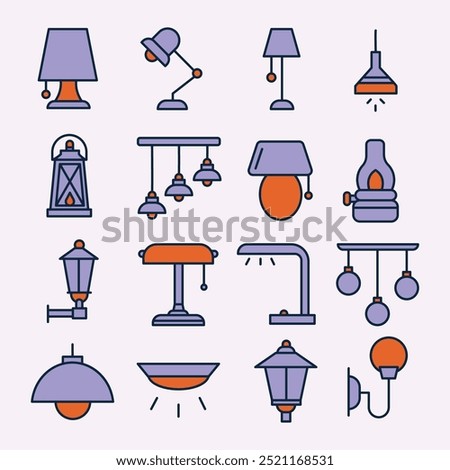 INTERIOR LAMP COLORED ICON SET