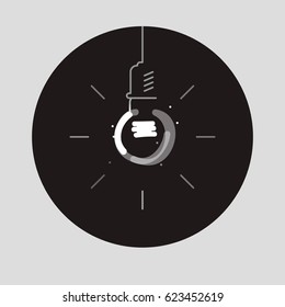 Interior light bulb concept. Turned on lighting illuminated lamp vector icon. Tip for preparing a house for sale. Let the lite in, improve home staging. Selling infographics,  bulb rays illustration