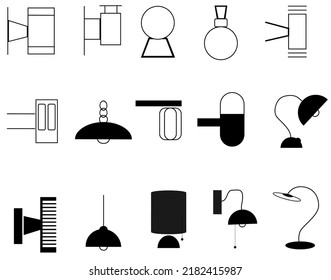 interior lighting design flat vector icons