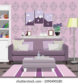 Interior in lilac color