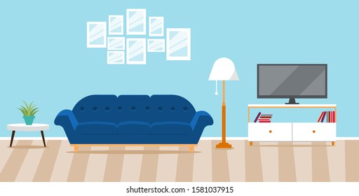 Interior of the living room. Banner vector.