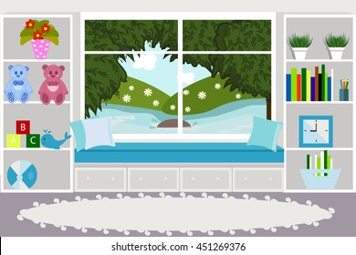 The interior of the living room. Children's games room vector illustration