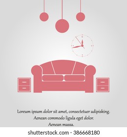 Interior of a living room. Flat design illustration.