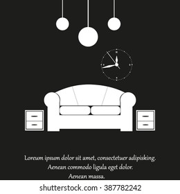 Interior of a living room. Flat design illustration.