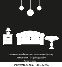 Interior of a living room. Flat design illustration.