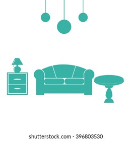 Interior of a living room. Flat design illustration.