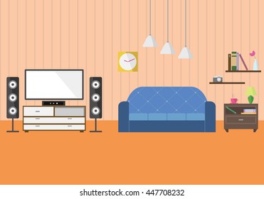 Interior of a living room - Flat style vector