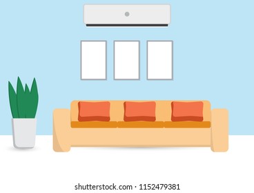 Interior of the living room with furniture , Vector illustration

