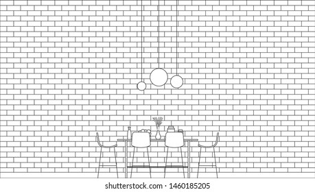 Interior of Living Room with furniture, Vector