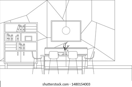 Interior of Living Room with furniture, Vector