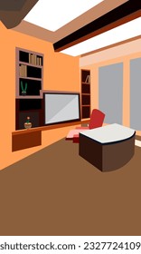 Interior living room with furniture and window vector 