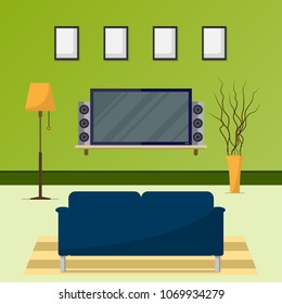 Interior of a living room. Modern flat style design, Vector illustration EPS10.