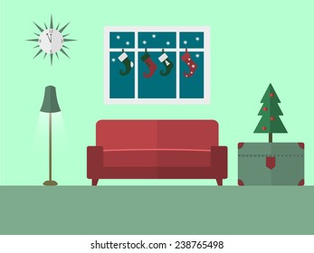 Interior of a living room. Modern flat design illustration. EPS 10 vector file.