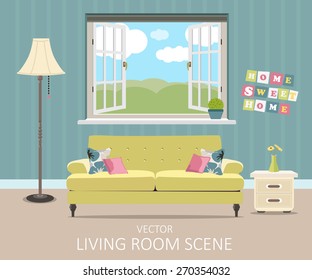 Interior of a living room. Modern flat design illustration