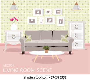 Interior of a living room. Modern flat design illustration