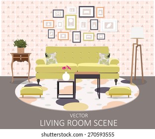 Interior of a living room. Modern flat design illustration