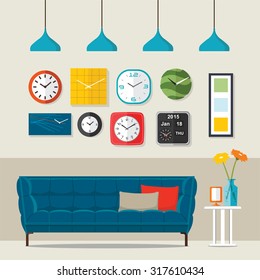 Interior of a living room. Modern flat design illustration.