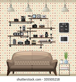 Interior of a living room. Modern flat design illustration.