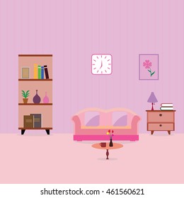 Interior of a living room. Modern flat design illustration